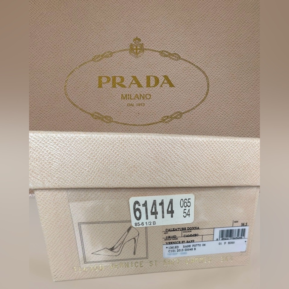 PRADA Calzature Donna Vernice St. Saffiano Cammeo Pump Heels - Picture 10 of 13